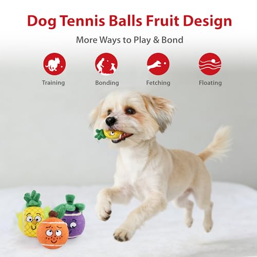 Gigwi Squeaky Tennis Balls for Dogs, 3 Pack Fruit Dog Ball for Small Dogs - color: Fruit Balls 2.2 Inches 3 Pack