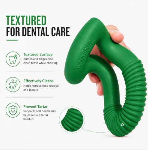 Green Sheep Natural Rubber Ring Dog Chew Toy, Durable Chew Toys for Small to Large Dogs, Tough Dog Toys for Medium & Big Dogs, Puppy Teething Toys - color: Green Ring