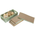 MECOOL Cat Scratching Board，5PC Cat Scratch Pad with Box，Reversible Corrugated Cat Scratcher Cardboard and Lounge Bed for Indoor Cats, Catnip - size: M-5PCS