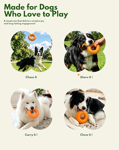 Deeow Dog Chew Tire Toy, Natural Rubber Puppy Teething Ring-6.3'' Orange - color: Orange Only