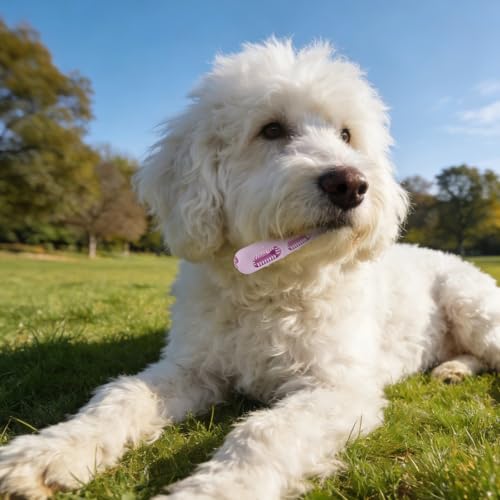 Sausage-Shaped Dog Chew Toy with Teeth Cleaning Bristles (Pink) - color: Pink