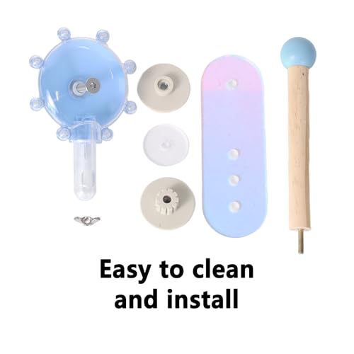 Rotating Foraging Puzzle Toy for Parrots with Colorful Acrylic Perch - Interactive Mental Enrichment Feeder Game for Cockatiels, Conures, Budgies, Lovebirds (Blue, M) - color: blue