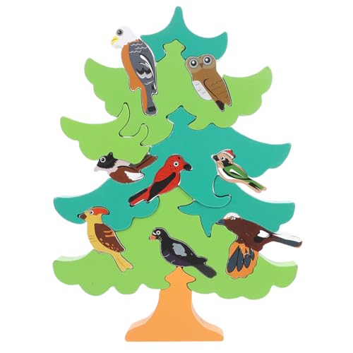TOYANDONA 1 Set of Baby 3D Jigsaw Puzzle Wooden Tree Bird Shaped Montessori Toy Educational Preschool Learning Toys Children's Day