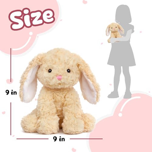 Hopearl Adorable Plush Bunny Toy Floppy Rabbit Ultra Soft Stuffed Animal Holiday Birthday Gift for Boys Girls Kids Toddlers, Brown, 9'' - style: Brown Bunny