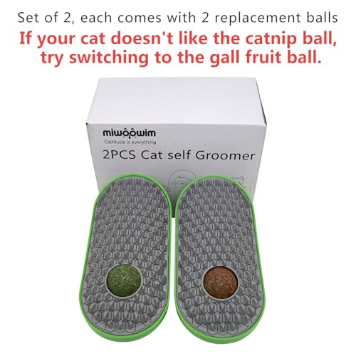 miwoowim 2PCS Catnip Toys Balls that Stick on Wall & Cat Face Scratchers - color: grey