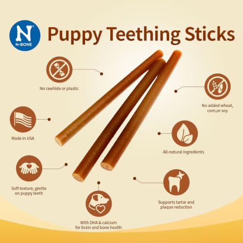 N-Bone Puppy Teething Sticks, Pumpkin Flavor, Natural Puppy Chew Sticks & Teething Treats, SQF Certified, Made with Rice Flour for Easy Digestion, Calcium Enriched (3.7oz) - size: 3.7 Ounce (Pack of 1)