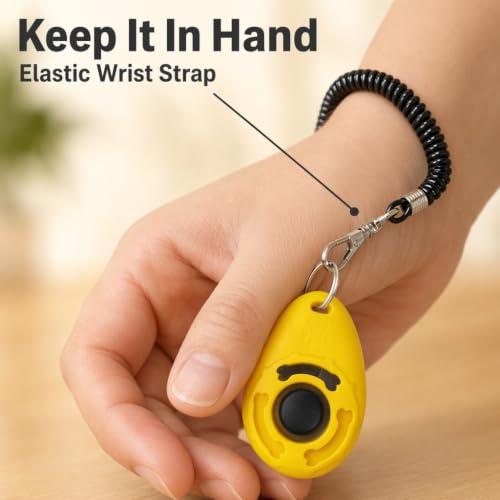 1/2pcs Oval Clicker Training Aid for Dogs, Plastic Dog Clicker Wrist Strap