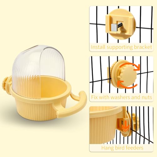 Litewoo No Mess Bird Feeder for Cage Parrot Seed Food Water Bowl (Yellow) - color: Yellow