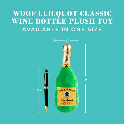 Haute Diggity Dog Woof Clicquot Classic Plush Dog Toy Wine Parody Chew Toys - color: Clicquot Classic (Green), size: One Size