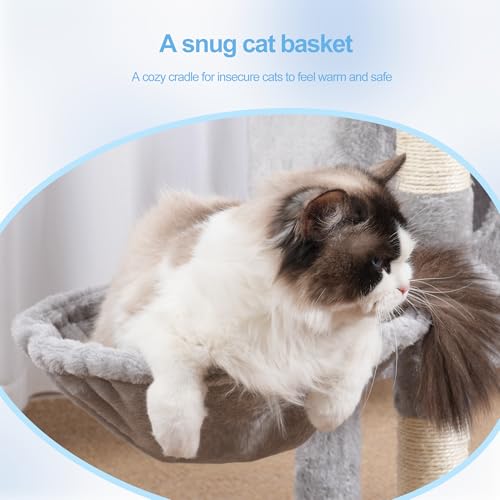 Hey-brother Cat Tree Tower with Removable Toys, Scratching Posts, MPJ008SW - color: Light Gray