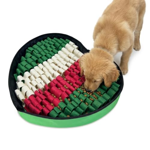 Heart Shaped Dog Snuffle Mat, 20 x 20 Inch Felt, Velcro, Green - color: Green+Felt
