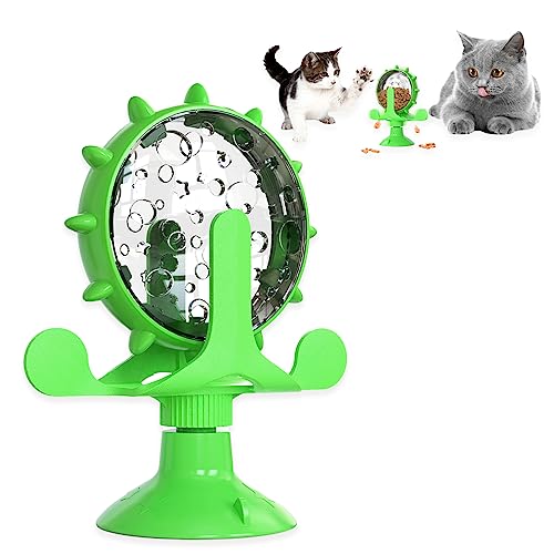 Cat Dog Treat Dispenser Toy - Cat Interactive Feeder (Green) - color: Green