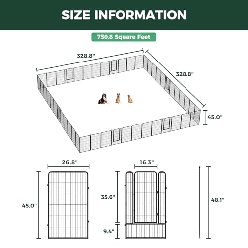 FXW Rollick Dog Playpen, Indoor, Yard & RV Camping, 45" H, 48 Panels - color: Black, size: 45"H