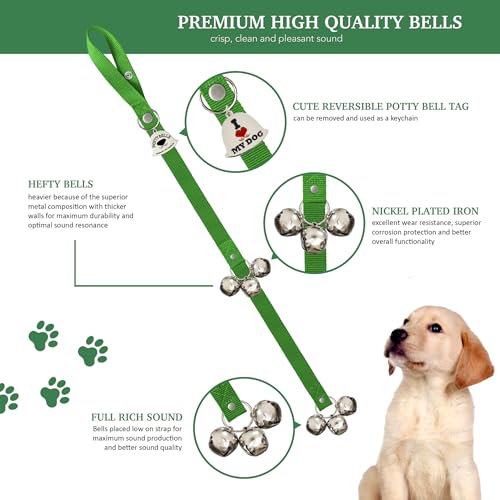 Caldwell's Pet Supply Co. Dog Potty Bells, Dog Door Bell, Bells to Go Outside, Potty Training Bell, Dogs Doorbell, Dogs Potty Doorbell, Ring to Go Pee, All Breed Puppy Training Tool - color: Green, size: One Potty Bell