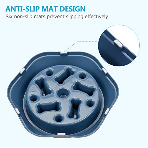 UPSKY Slow Feeder Dog Bowl Anti-Chocking Slower Feeding Pet Puzzle Bowls - color: M-Blue+Pink