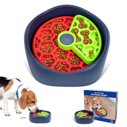 Star&Mi Slow Feeder Dog Bowls, 3-Layer Interactive Dog Puzzle Feeder, Dog Slow Feeder Bowl & Lick Bowl for Dogs, Non-Slip Dog Bowl Slow Feeder for Medium & Large Breeds, Holds 6–8 Cups - color: 3 Layer Bowl-Green&Red
