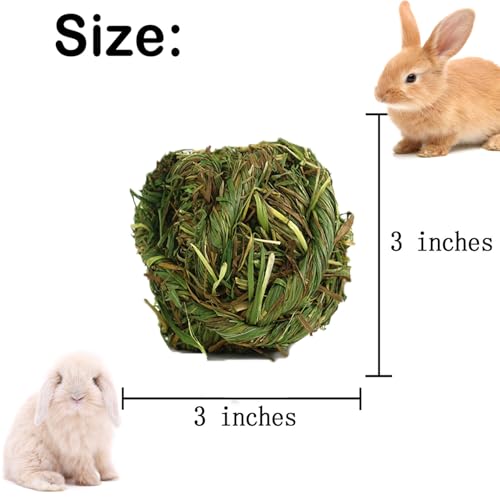 kathson Natural Rabbit Grass Ball,Timothy Grasses Chew Toys,Natural Weaving Molar Tooth Toy,Bunny Activity Play Balls for Chinchillas Hamster Guinea Pig and Small Animal (6 PCS) - color: Grass green