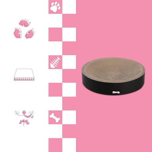 CSR1010H Nelson 20.13" Modern Cardboard Round Bowl Cat Scratcher with Catnip, Ink - color: Black