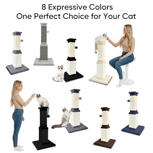 Cat Scratching Post for Indoor Cats, 32Inch Sisal Cat Scratcher - color: Brown
