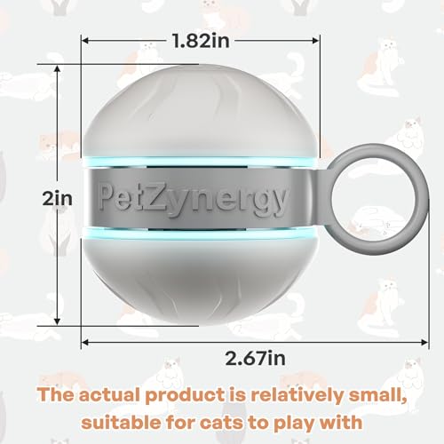 Speedy 2.0 Tail Interactive Cat Toys for Bored Indoor Adult Cats with 3 Tails,Automatic Cat Toy Ball Self Moving Chirping,Smart Kitten Rechargeable Cat Balls for Enrichment Exercise Essentials (Grey) - color: Grey