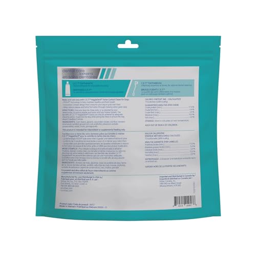 C.E.T. Veggiedent Fr3sh Plaque and Tartar Control Chews for Dogs, Medium - size: Medium 22-66lbs