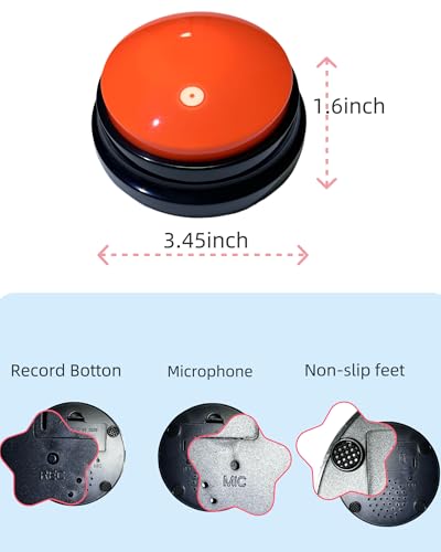 Dog Talk Buttons Voice Recording Button for Communication and Pet Training 30-Second Record & Playback Talking Button for Study, Office, Family, and Kids (Orange, one) - color: Orange