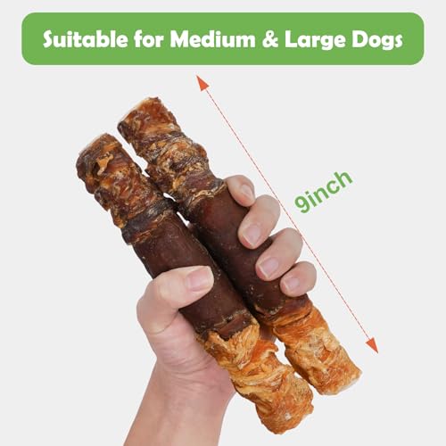 MON2SUN Dog Treats, 9 Inch Triple Flavor Wrapped Rawhide Rolls, 11.1oz - size: 11.1 Ounce (Pack of 1)