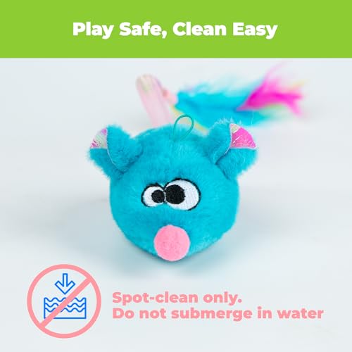 Catify Interactive Cat Toy - Squeaking Mice Set, Blue & Fuchsia - color: Squeaking Mice Blue & Fuchsia