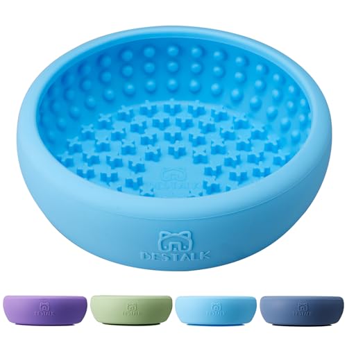 Dog Lick Bowl, Bestalk Anxiety Relief Lick Mat for Dogs, Non-Slip Freeze Licking Bowl Enrichment Puzzle Feeder for Distraction, BPA Free Silicone, Dishwasher Safe (Light Blue,S) - color: Light blue, size: Small