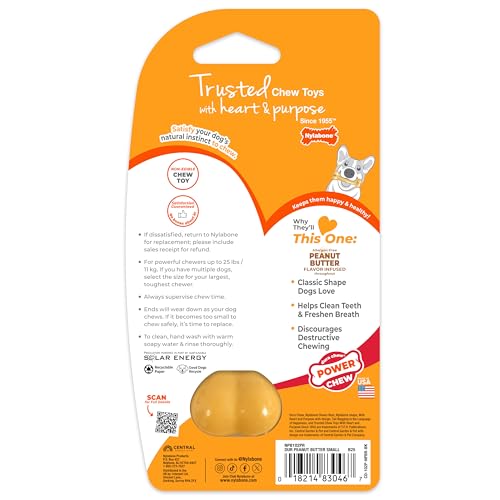 Nylabone Power Chew Original Bone Chew Toy, Peanut Butter Flavor, Small - size: Small