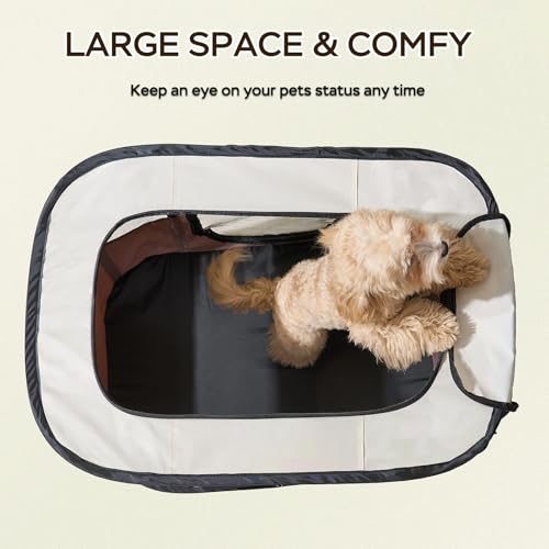 XRG Foldable Pet Playpen,Indoor Cat cage Puppy Crates L(35.4"x27.6"x23.6") - color: Brown, style: Large（35.4"L x 27.6"W x 23.6"H）
