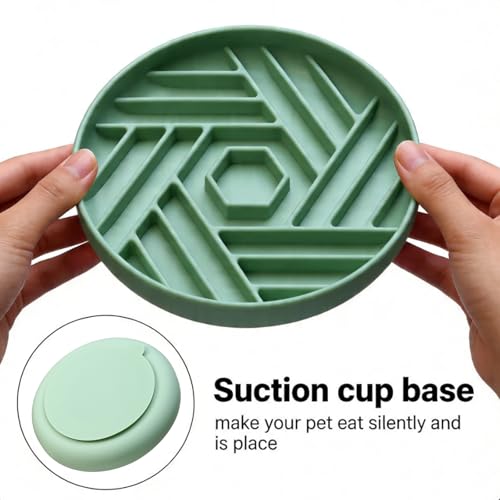 Silicone Slow Feeder Dog Bowl with Suction Base, Anti Choking Pet Bowl - color: Single silicone Green