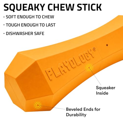 Playology Squeaky Chew Stick - Scented Dog Toy - Medium, Cheddar Scent - size: Medium, style: Cheddar Cheese