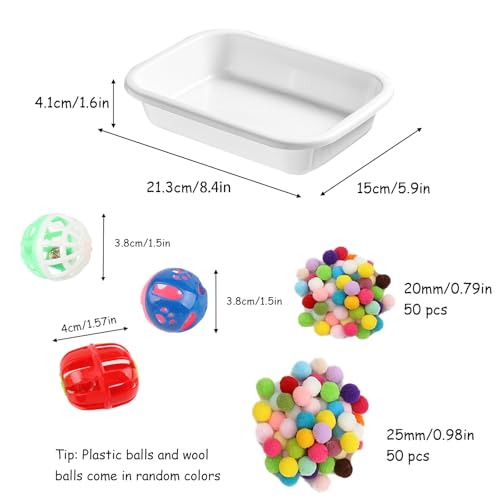 Dig-Box Tray for Hedgehog Cage with Ball Toy, Hedgehog Enrichment Kit Toy, Hedgehogs Accessories, for Hamster, Cat, Small Animal Accessories (White, 8.4 * 5.9 * 1.6in)