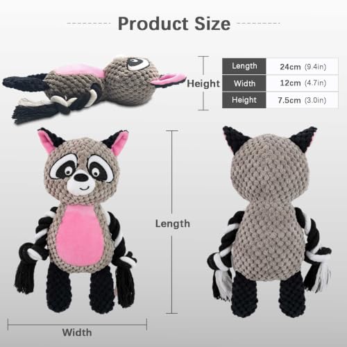 Dog Toys, Dog Squeaker Toys with Crinkle Paper (Gray Raccoon) - color: Gray Raccoon
