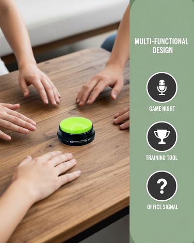 Dog Talk Buttons Voice Recording Button for Communication and Pet Training 30-Second Record & Playback Talking Button for Study, Office, Family, and Kids (Green, one) - color: Green