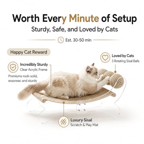 Acrylic Cat Scratcher Bed, Sisal Cat Scratching Board Recliner