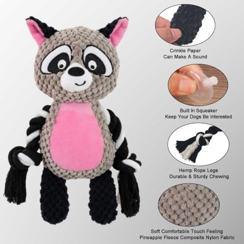 Dog Toys, Dog Squeaker Toys with Crinkle Paper (Gray Raccoon) - color: Gray Raccoon