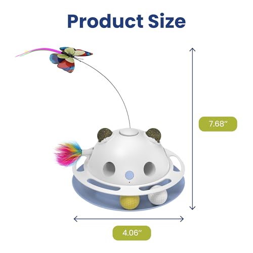PAWSPIK Feather Frenzy 4-in-1 Interactive Cat Toy with Catnip Balls