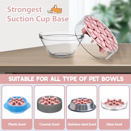 Soft Silicone Anti-Choking Puzzle Slow Feeder Insert, Compatible with Regular Elevated Dog Bowls Slow2.0 - color: Pink, size: Medium