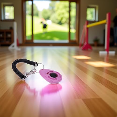 2Pcs Pink Clicker Easy to Use with Button Dog Training Accessories Strong and Long-Lasting,Training and Behavior Aids