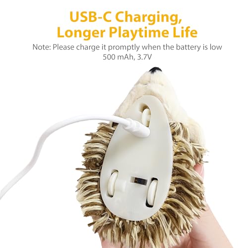 Gigwi Interactive Moving Cat Toy, USB-Charged Squeaky Hedgehog for Cats - color: Updated USB Rechargeable Hedgehog