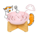 Slow Feeder Cat Bowl with Stand - Unbreakable Elevated Slow Feeder Bowl for Cats - Melamine Puzzle Raised Cat Food Bowl - Whisker Friendly & Wet & Dry Food- Dishwasher Safe & Non Slip (Pink - color: Pink