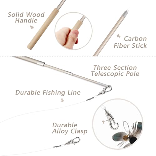 SONGWAY Cat Teaser Wand Toy - 9 Piece Retractable Set, Insect Worm Replacement Teaser with Bell, Interactive Cat Toy for Indoor Kittens - size: Insect Cat Wand Toys 9 Pieces