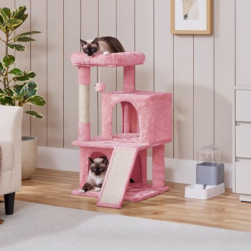 Yaheetech 36in Cat Tree Tower with Large Perch for Senior Kittens - color: Pink, size: 36in
