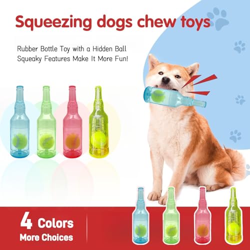 Dog Toy Tennis Ball in Squeaky Bottle (Red, Medium) - color: Red, size: Medium