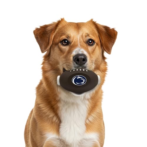 Pets First NCAA Penn State Nittany Lions Football Treat Dispensing Toy for Dogs and Cats, Rubber Ball Pet Toy, Interactive Fun Doggie Treat Toy, Natural Rubber Feeding Toy - color: Penn State Nittany Lions