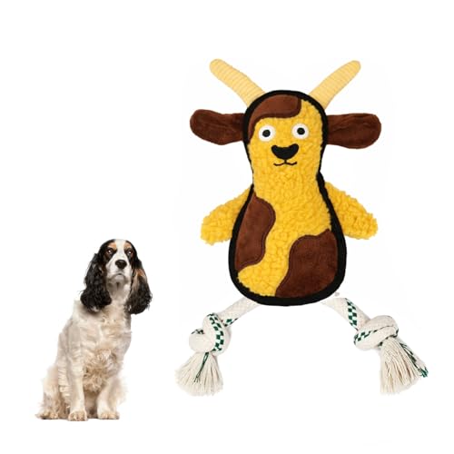 Green Sheep Squeaky Plush Dog Toy, Interactive Rope Toy with Recycled Materials for Tug, Fetch and Play, Medium to Large Dogs, Chew Toy, Goat - color: Goat