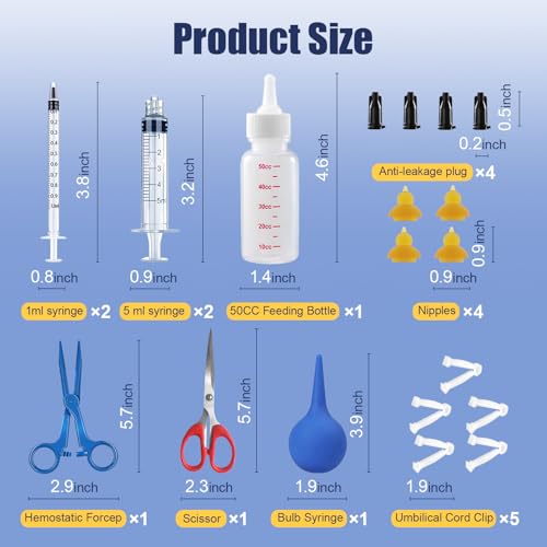 REDDOUDOU Puppy Kitten Whelping Kit, Whelping Kit with Feeding Nipple Bottle Stethoscope Scissors Cord Clamps Aspirator etc Full kit