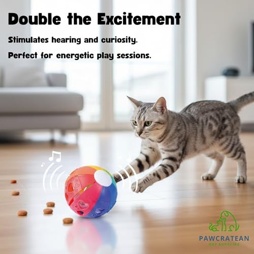 Treats Dispensing Toy Dog Training Cat Ball Puzzle Toy with Bell- Durable, Entertaining Enrichment, Colorful Indoor Exercise